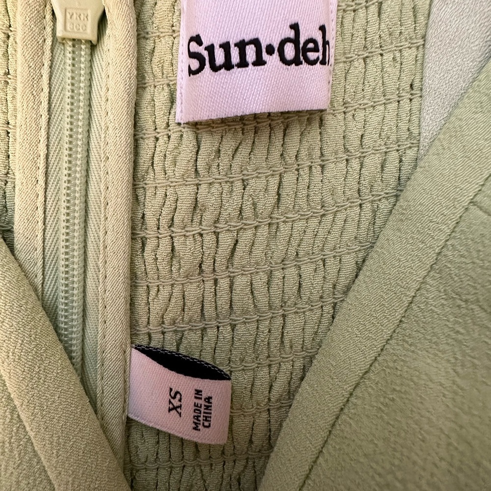 Aritzia Sun-deh Light Green Textured Dress